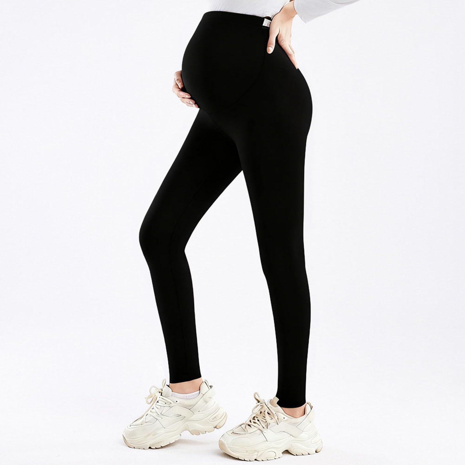 HAOLEI Paquete de 2 Leggings de Maternidad para Mujer Cintura Alta Leggings Premamá Push Up Suaves Cómodos Pantalones de Yoga de Maternidad Casual Elástico Mallas Deporte para Embarazo