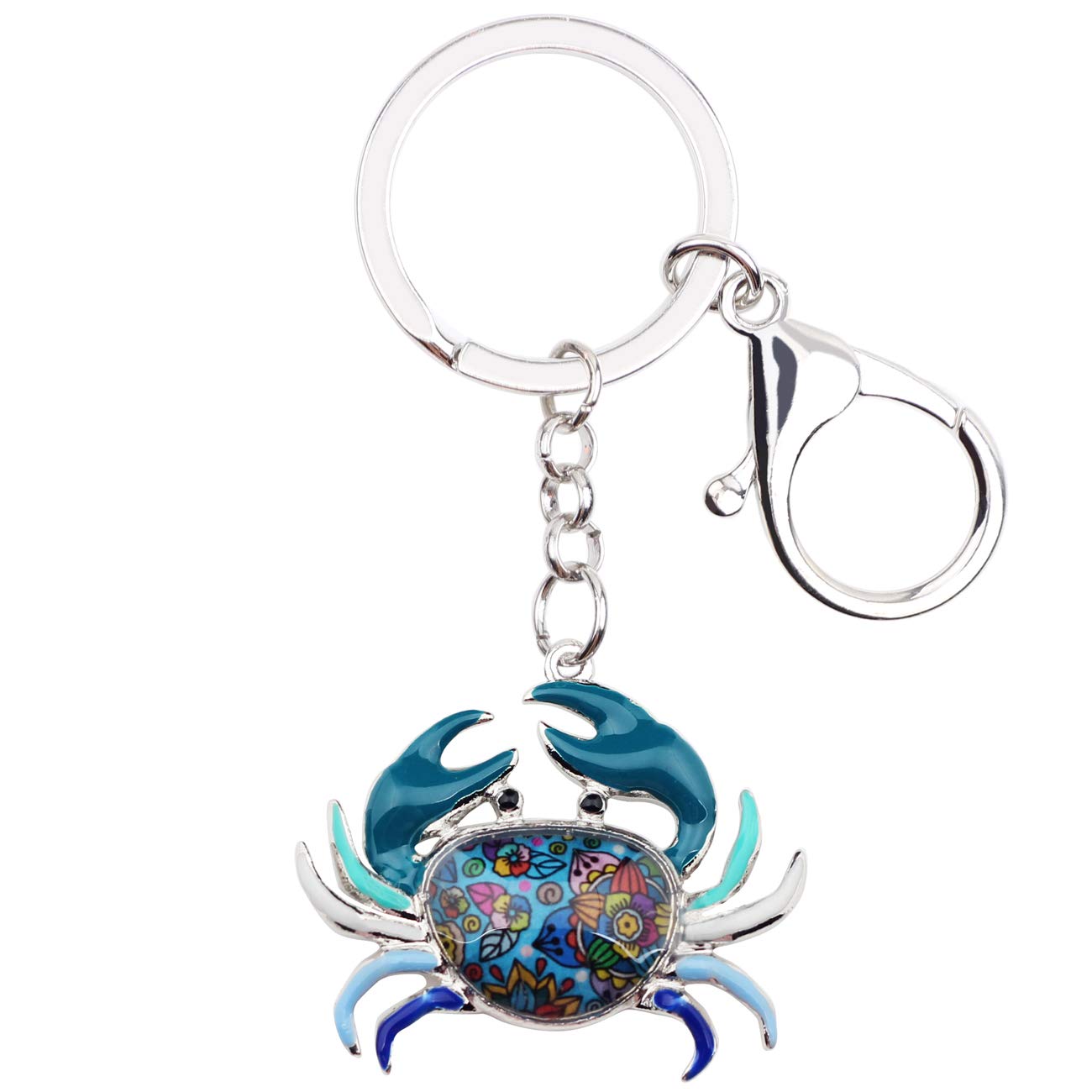 DOWAY Enamel Crab Keychain, Ocean Pendant for Purse Handbags Car Key Rings Gift (Blue)