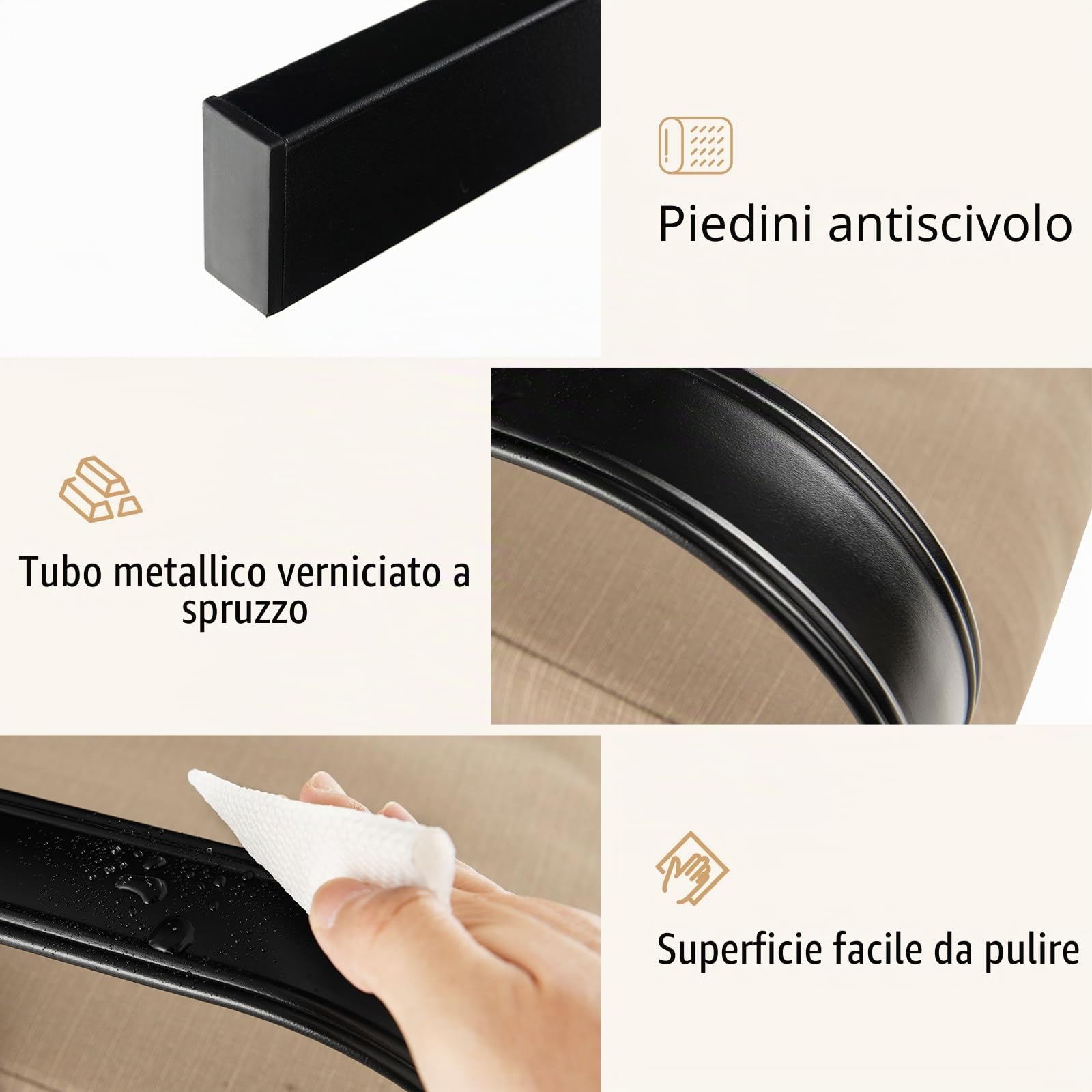 GIANTEX Poltrona a dondolo in metallo con cuscino, sedia a dondolo per adulti, struttura robusta, sedia a dondolo ergonomica, per interni ed esterni, per giardino, terrazza, balcone, soggiorno, carico