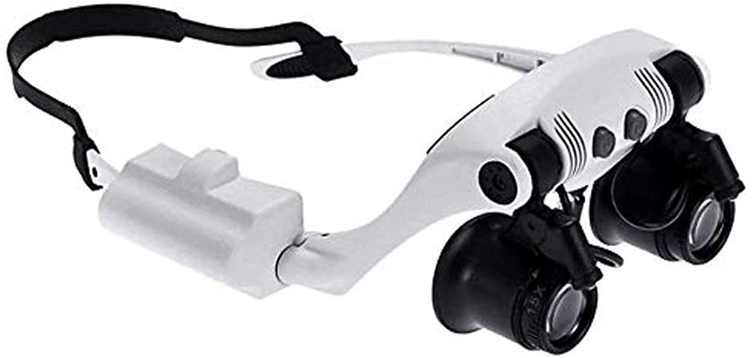 Kopfbandlupe, Handlupe mit LED-Beleuchtung, Kopfbandlupe mit LED-Beleuchtung, Freisprech-Lesebrille, Juwelierlupe, Uhrenlupe mit 4 austauschbaren Linsen