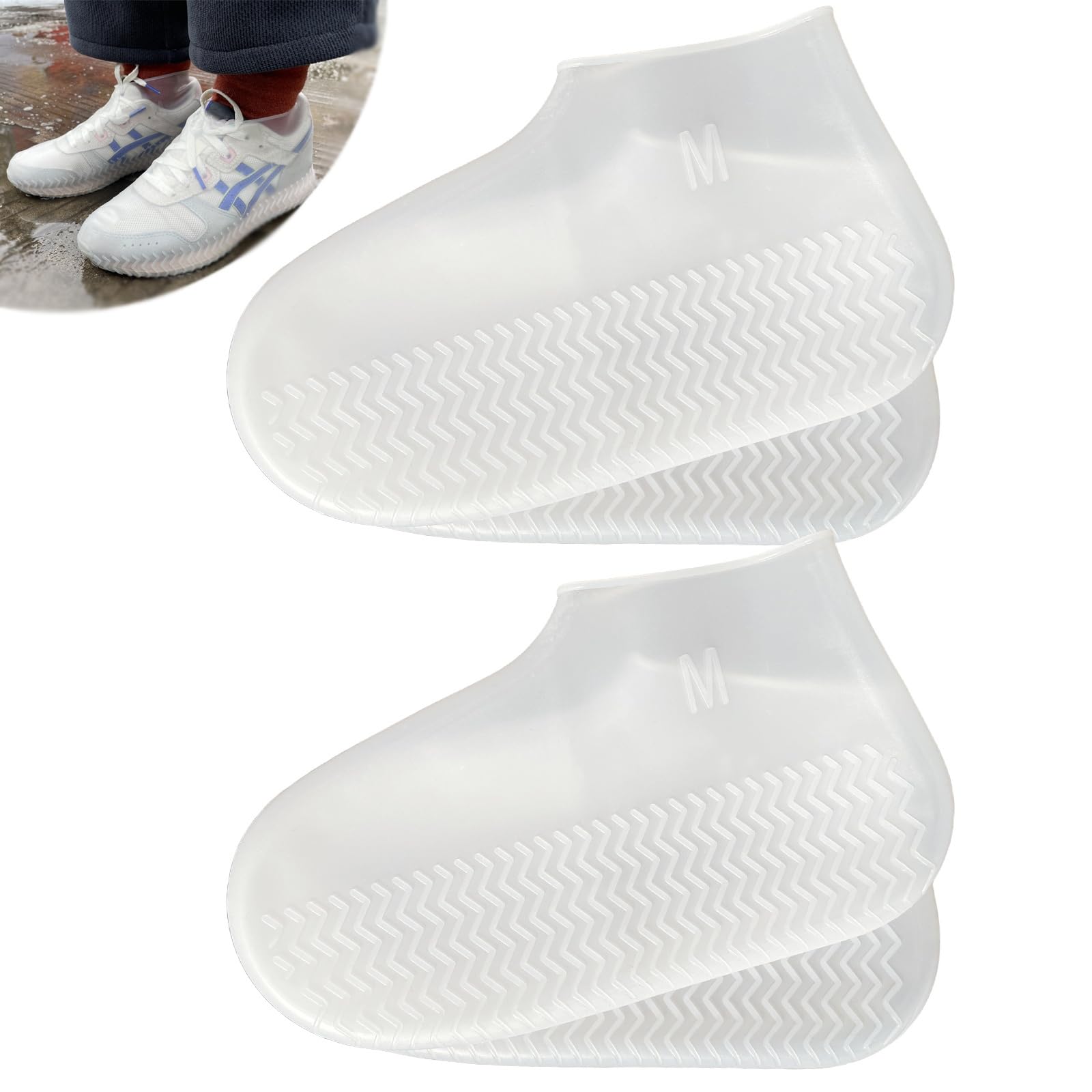 waterproof shoe covers 2 pairs,rain shoe covers reusable silicone non slip shoe covers for outdoor,rain shoe covers for women and men (clear, medium)