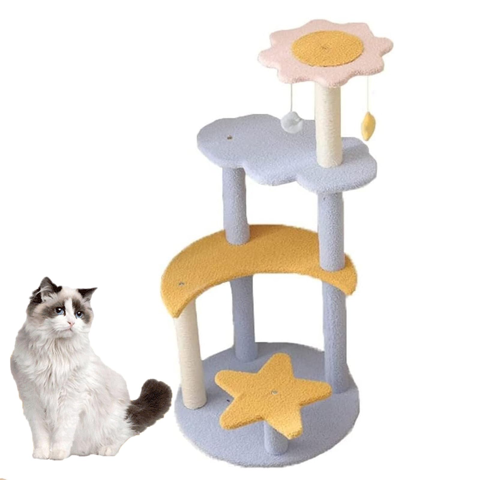 Tiragraffi per Gatti da Interno, Struttura per Arrampicata per Gatti Multistrato, Robusta Piattaforma per Saltare, Tiragraffi Resistente all'Usura, Tiragraffi per Gatti da Interno,S