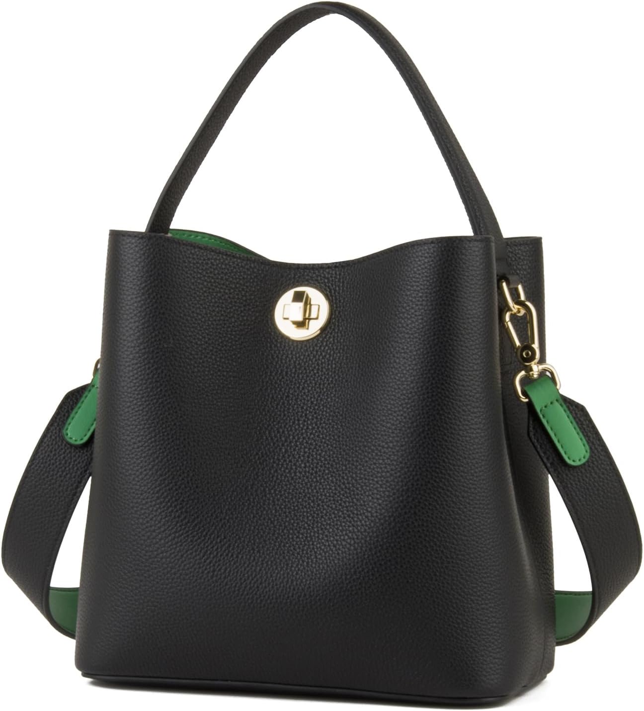 Genuine Leather Bucket Tote Bag for Women, Small Crossbody Bag and Trendy Shoulder Bag with Adustable Strap