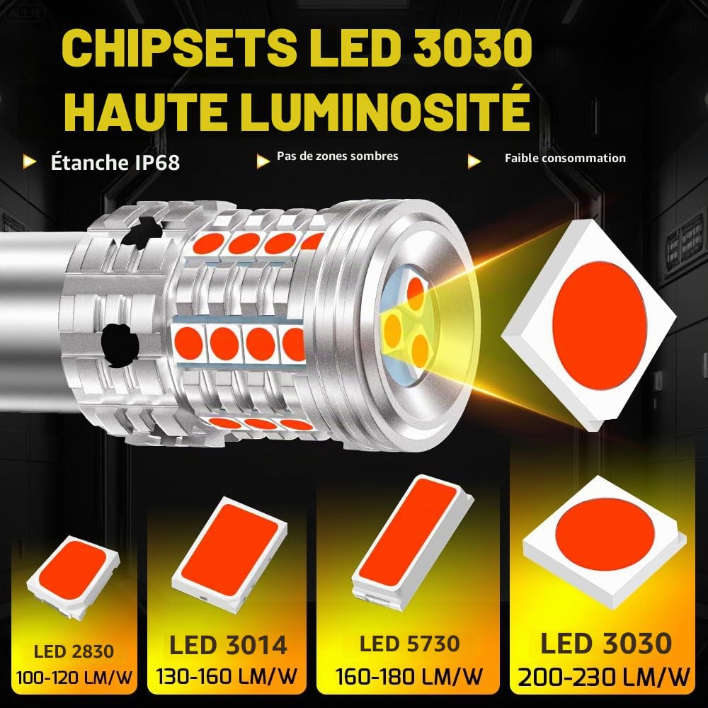 2pcs ampoules LED P21/5 W rouges, ampoule LED pour feu stop 1157 BAY15D 2057 2357 7528 12 V-24 V 27 SMD de remplacement pour feu arrière, feu de jour 300% super lumineux