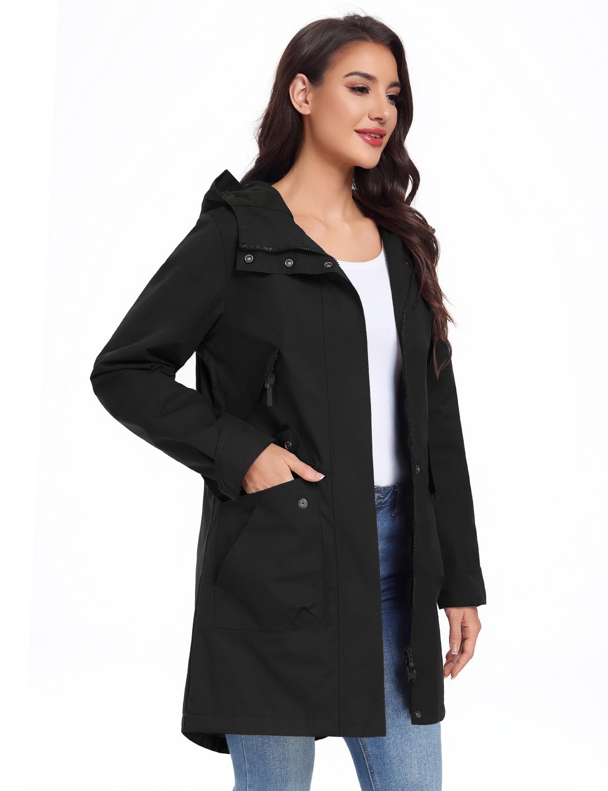 Vancavoo Giacca Primaverile Donna Giubbotto Antivento e Impermeabile Cappottino con Cappuccio Casual Parka Antivento Giacche Outdoor