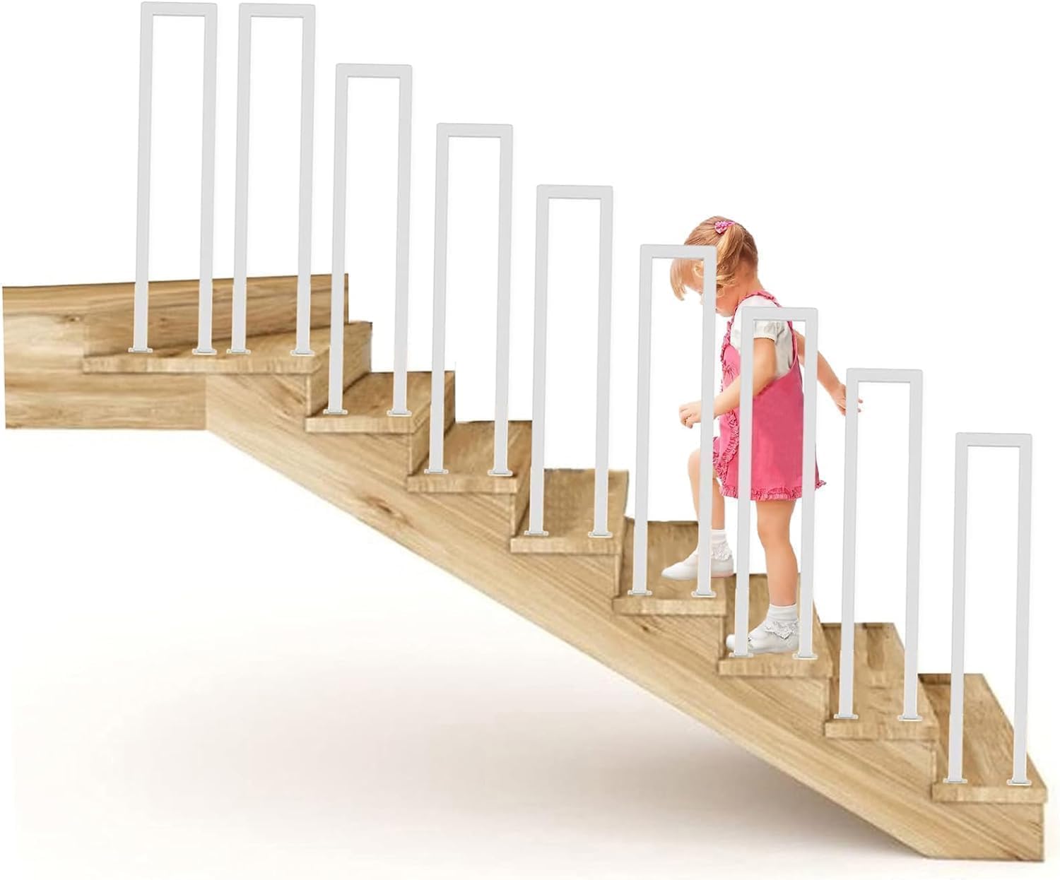 White U-Shaped Stairs Handrail, Stair Railing Indoor, Hand Rails for Outdoor Steps, 1.1/1.5/1.8/2.1/2.5/2.8/3.1/3.3ft Handrail Guardrail, for Home Villa Loft Decorative Fence(35CM/1.1FT)