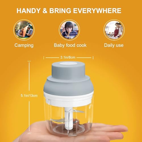 Miniatura 3 de Picadora eléctrica de ajo, mini, trituradora de ajo, trituradora de ajo, picadora de carne, procesador de alimentos pequeño con pelador de ajo y