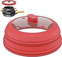 Vista 12 de Cubierta para salpicaduras de microondas, cubierta plegable de silicona para plato de microondas con vidrio para alimentos, tapa protectora de Negro