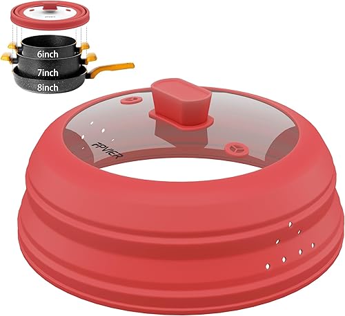 Miniatura 12 de Cubierta para salpicaduras de microondas, cubierta plegable de silicona para placa de microondas con vidrio para tapa protectora de salpicaduras de