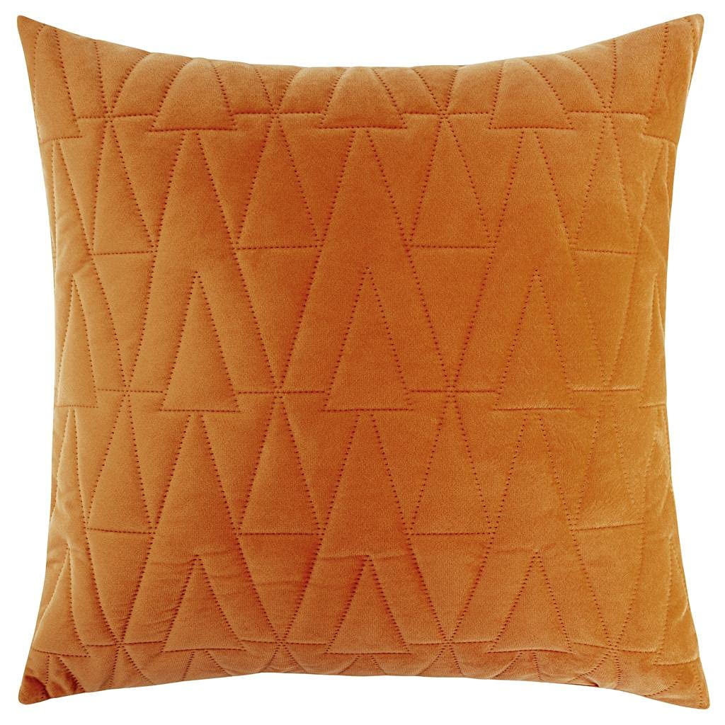 Red Rainbow Orange Cushion Cover 3D Triangles Quilted Velvet Geometric Scandinavian Design 18 Inch 45 Cm Square (Orange)