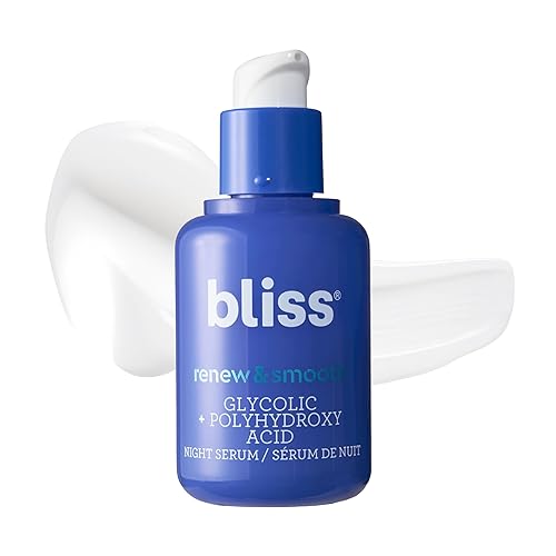 Bliss Renew Smooth Night Suum Suero facial rejuvenecedor con glicólico y polihidroxiácido Limpio sin crueldad animal sin parabenos vegano 1 onza