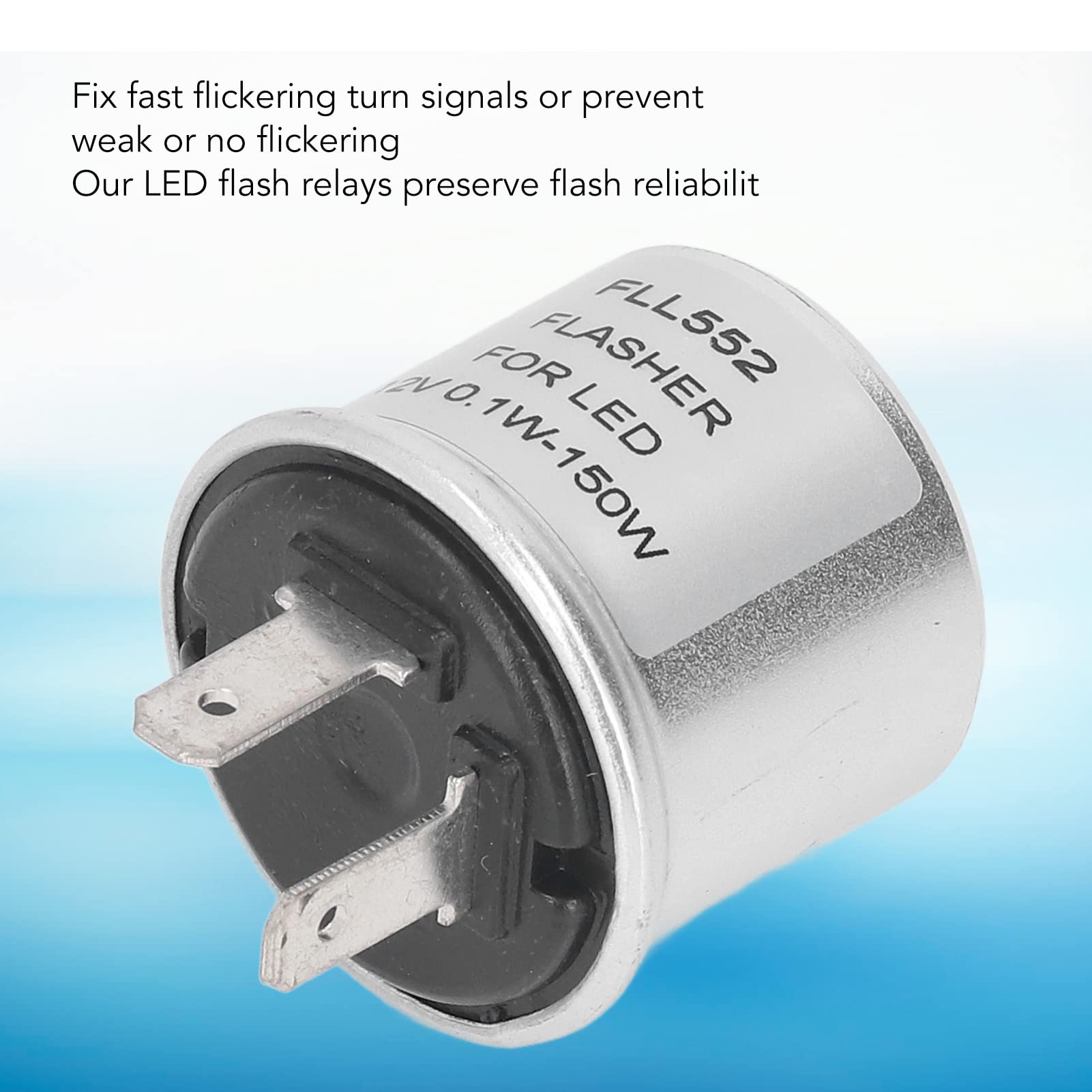 LED Flasher Relay Aluminiowa Obudowa 2-pinowy Niski Pobór Mocy Włącz Sygnał świetlny Flasher 2-pinowy Przekaźnik Migaczy 12V