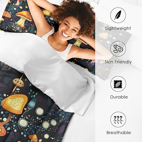 Miniatura 4 de Juego de edredón de hongos para niños, adolescentes y adultos, tamaño Queen, juegos de ropa de cama de microfibra lavada con agua con 1 edredón y 2