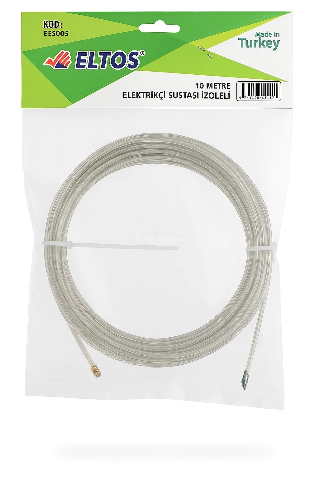 Eltos Elektrikçi Sustası İzoleli, Kablo Çekme Yayı, Balık Bandı, Plastik Kaplamalı, Çelik Kılavuz, Ergonomik, Düşük Sürtünme Uç, Tesisat Kablo Kanalı İçin, Esnek, Dayanıklı (10 m)