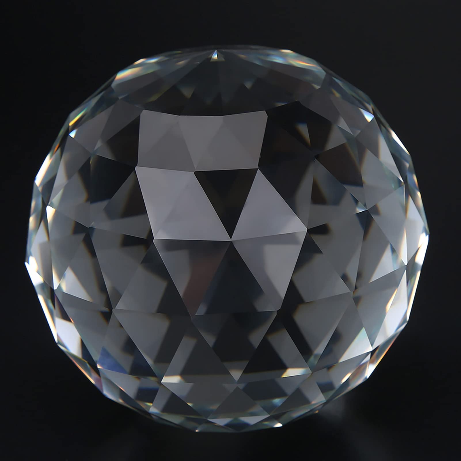 Sheens 80Mm/3.15In Clear Cut Crystal Glass Ball, Faceted Gazing Sphere With Translucent Prisms, 60/ Decorative Crystal Ball For Home Garden Hotel Decor And Spiritual Divination
