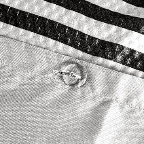 OHS Double Duvet Bedding, Super Soft Cosy Warm Microfibre Embossed Stripes Pattern Modern Reversible Double Duvet Cover Set with 2 Matching Pillowcases, Black/White - Image 5