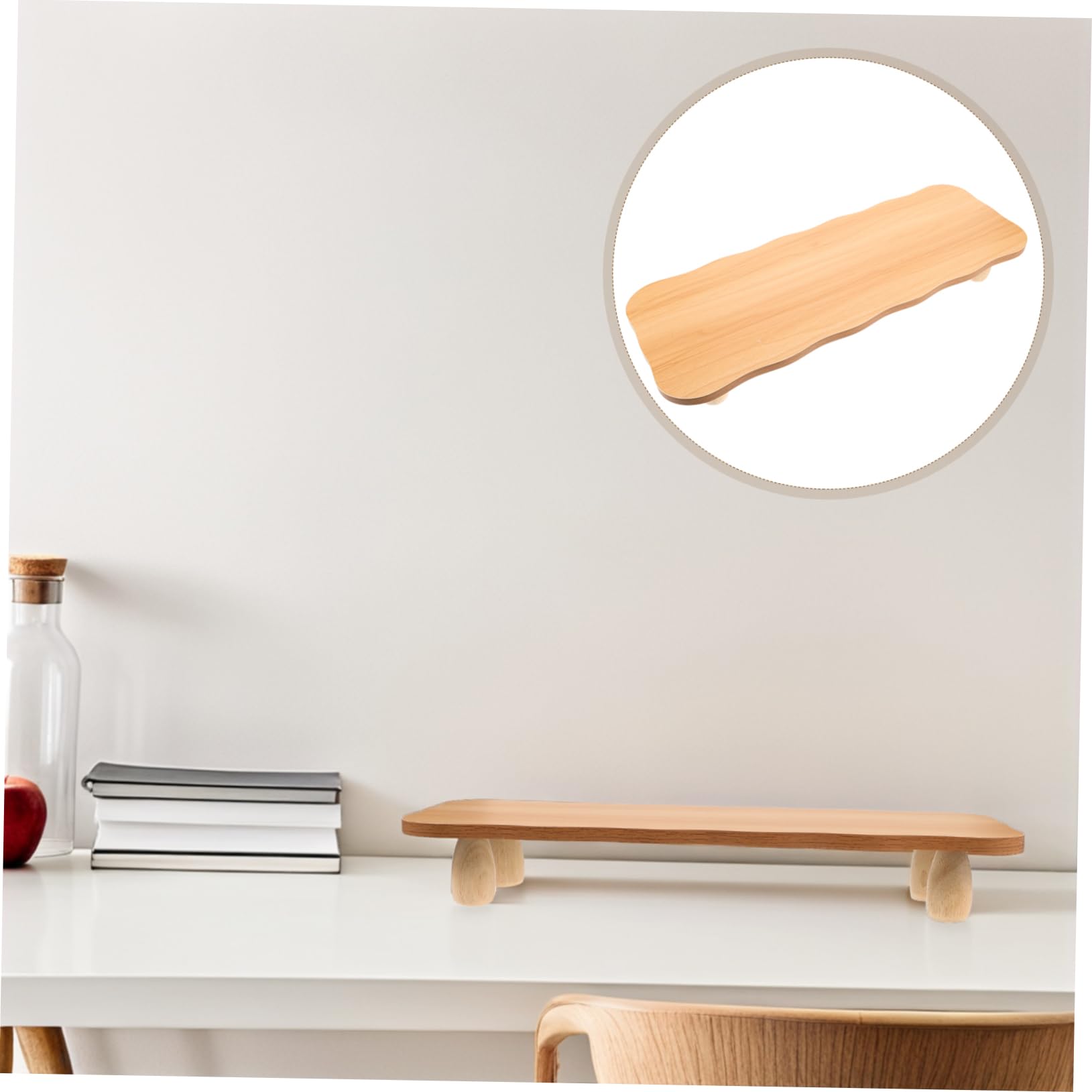 UKCOCO Supporto per Monitor da Ufficio in Legno Mensola Rialzata | Organizzatore Multifunzionale per Accessori, Stile Minimal Moderno, Finitura Elegante per Postazione Office