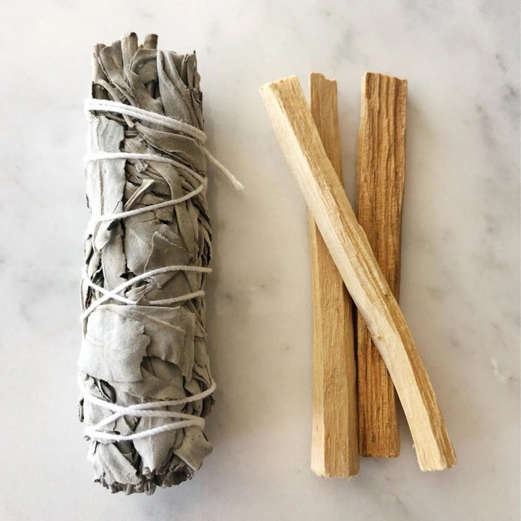 LAVERNE Palo Santo and White Sage Smudge Kit, 4 Pack, Natural Stress Relief, Cleansing Bundle with Anti-Inflammatory Properties, Sleep Support,