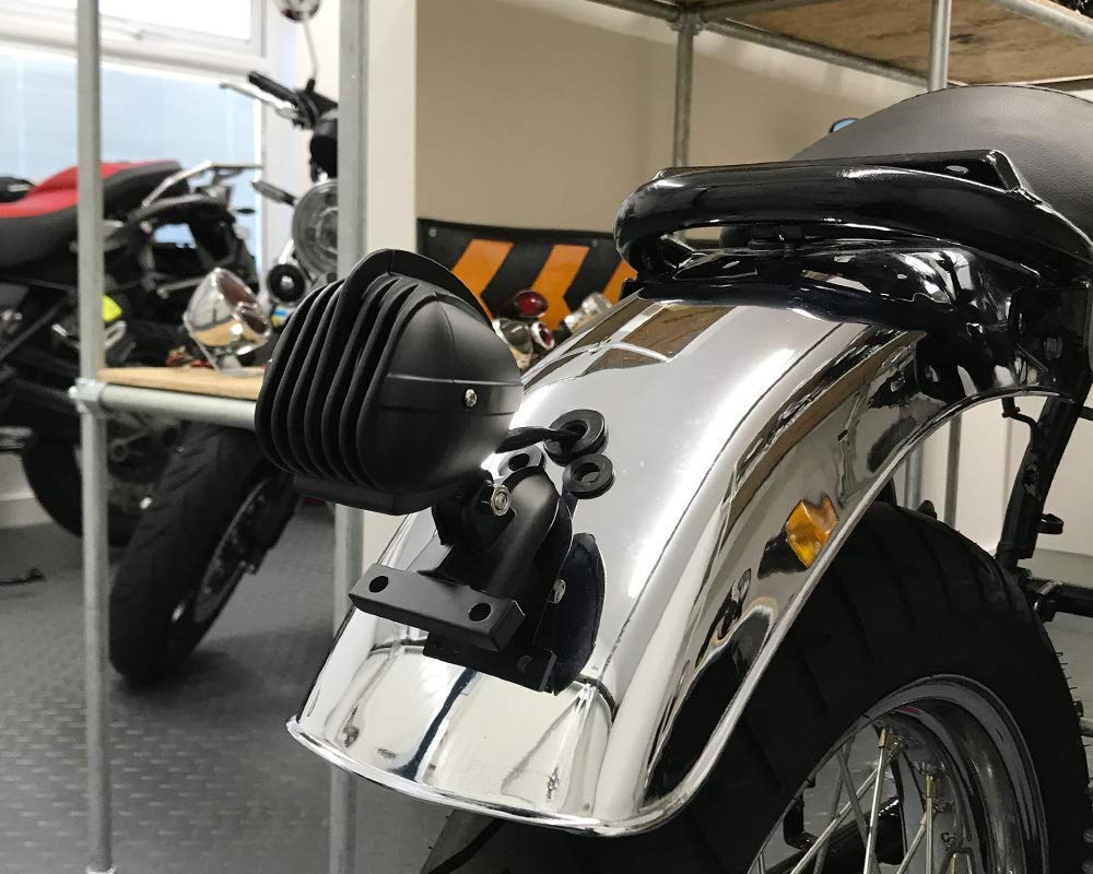 Motocykl motocykl LED stoper tylne światło z kratką więzienną w czarnym aluminium - wysokiej jakości tylne światło stopowe LED z więzieniem grillem do retro niestandardowy projekt HOG
