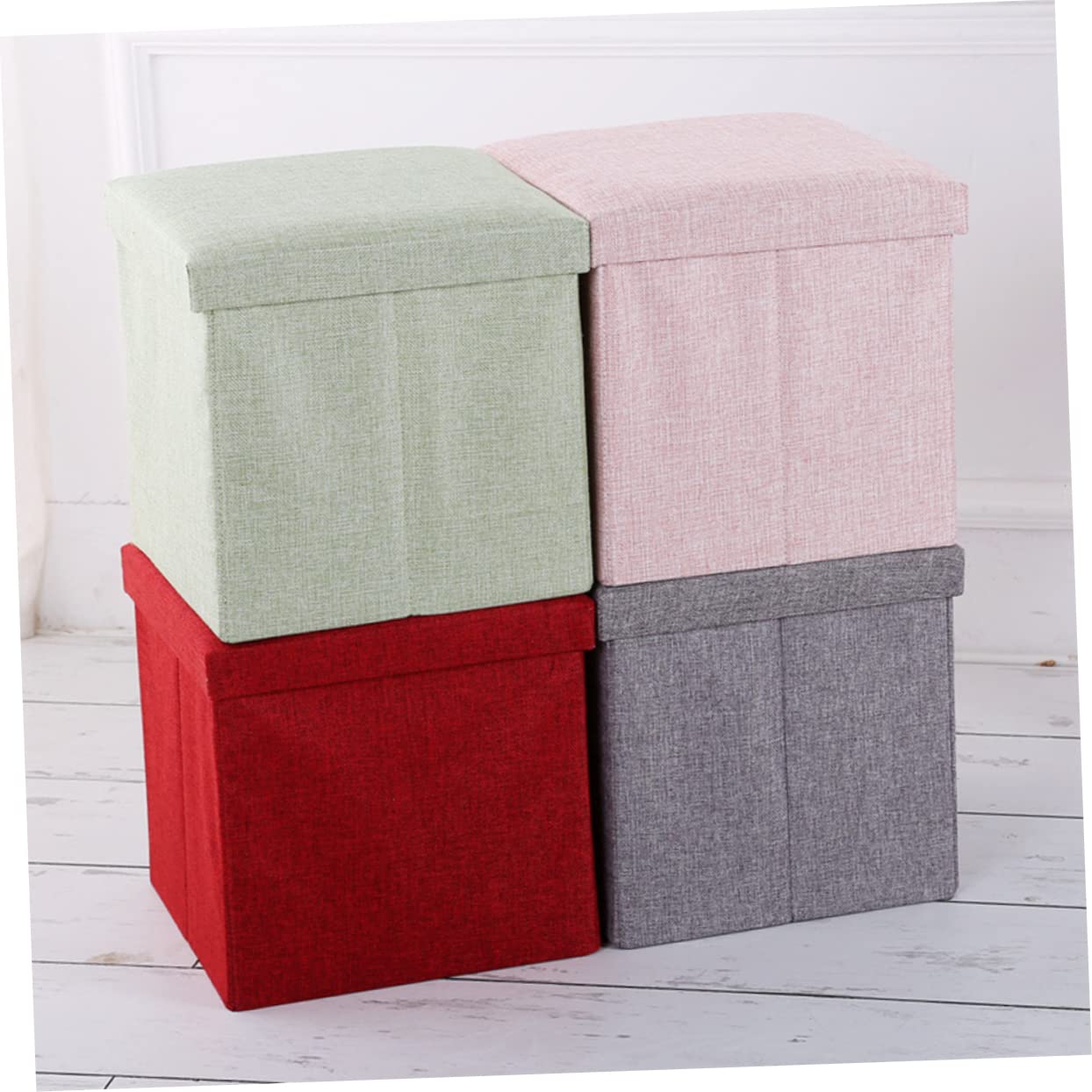 SEWOART Collapsible Stool Storage Fabric Storage Box Multi-Functional Footstool Easy to Store
