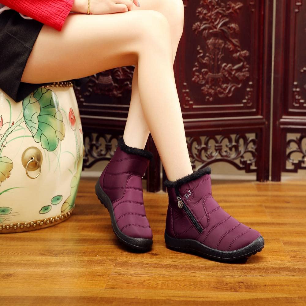 Boojoy Bottes d'hiver chaudes à enfiler pour homme et femme Pointure 36 Violet