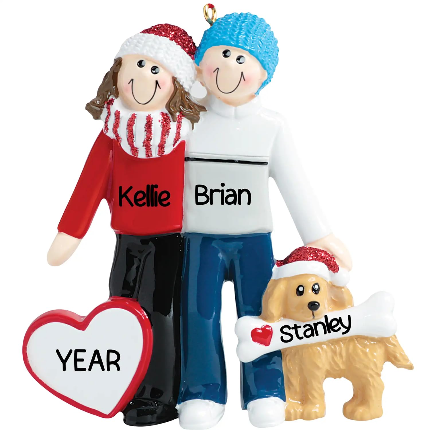 Holiday Traditions Couple With Brown Dog Personalised Couple With Dog Ornament 2025 – Fast & Free 24H Customisation – Family Of 2 Christmas Ornaments For Tree – Custom Gift Wrapped Dog-Owners Keepsake For Two Persons With Pet