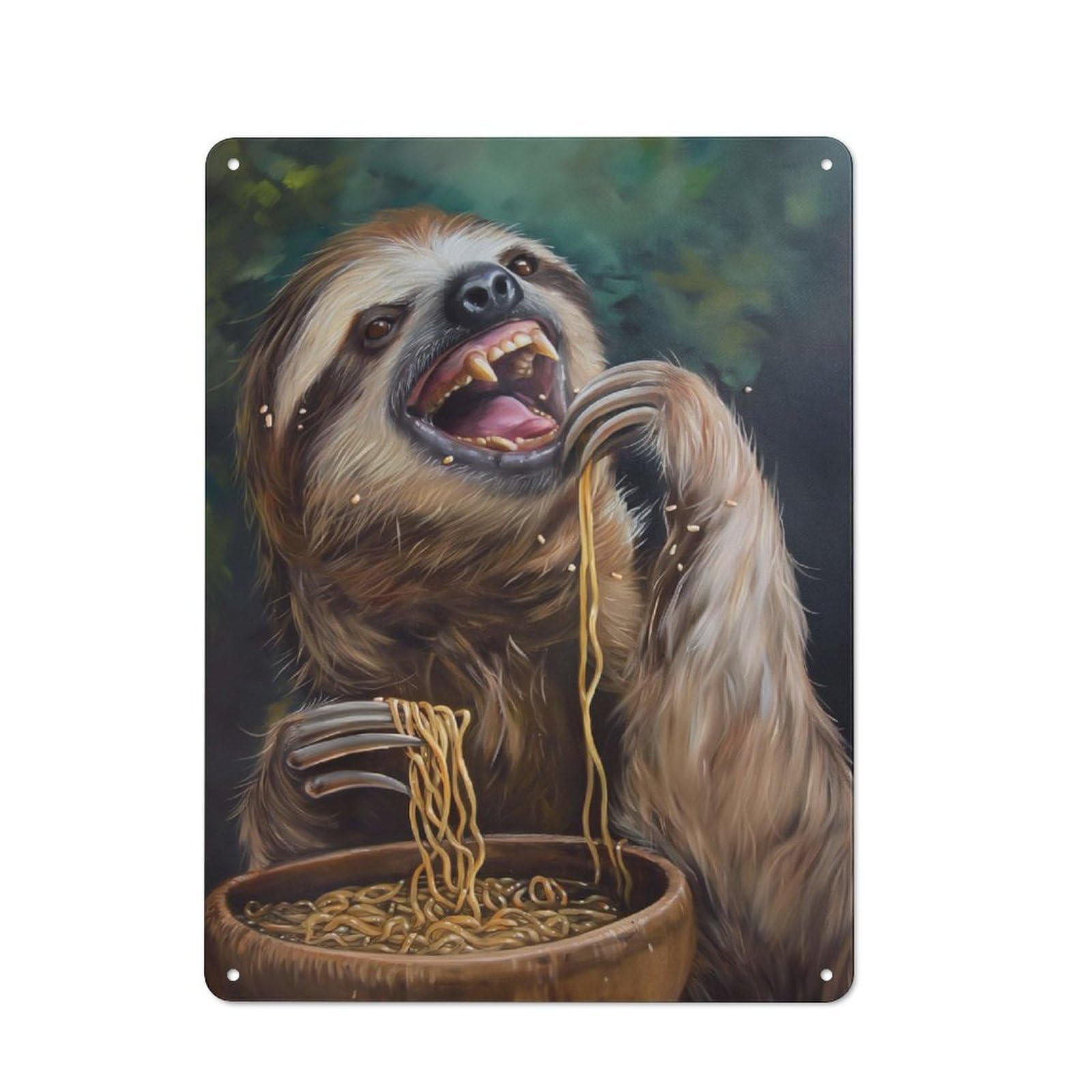 Junmoney Hilarious Sloth Eating Retro Metal Sign 40X30cm For Living Room Or Hallway, For Updating Living Room And Hallway After Moving