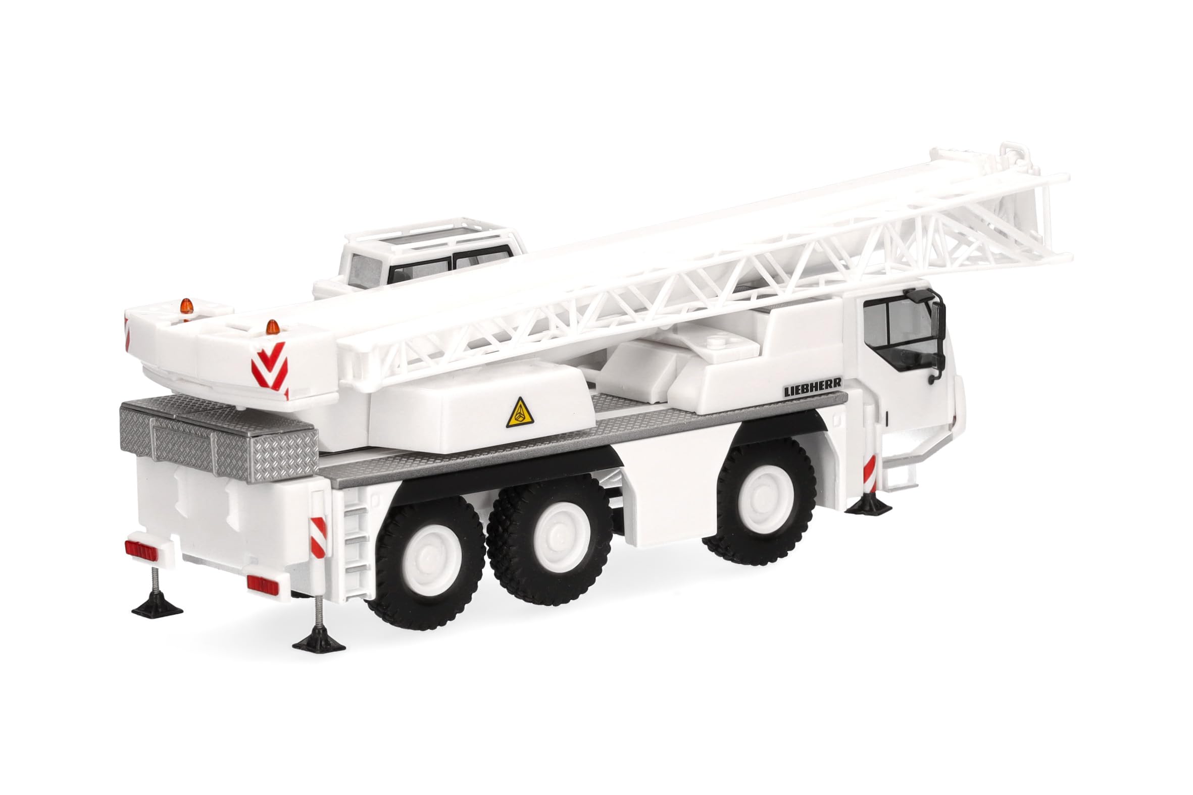Herpa model ciężarówki Liebherr żuraw samojezdny LTM 1045 „Liebherr”, miniatura w skali 1:87, model kolekcjonerski, Made in Germany, tworzywo sztuczne, biały