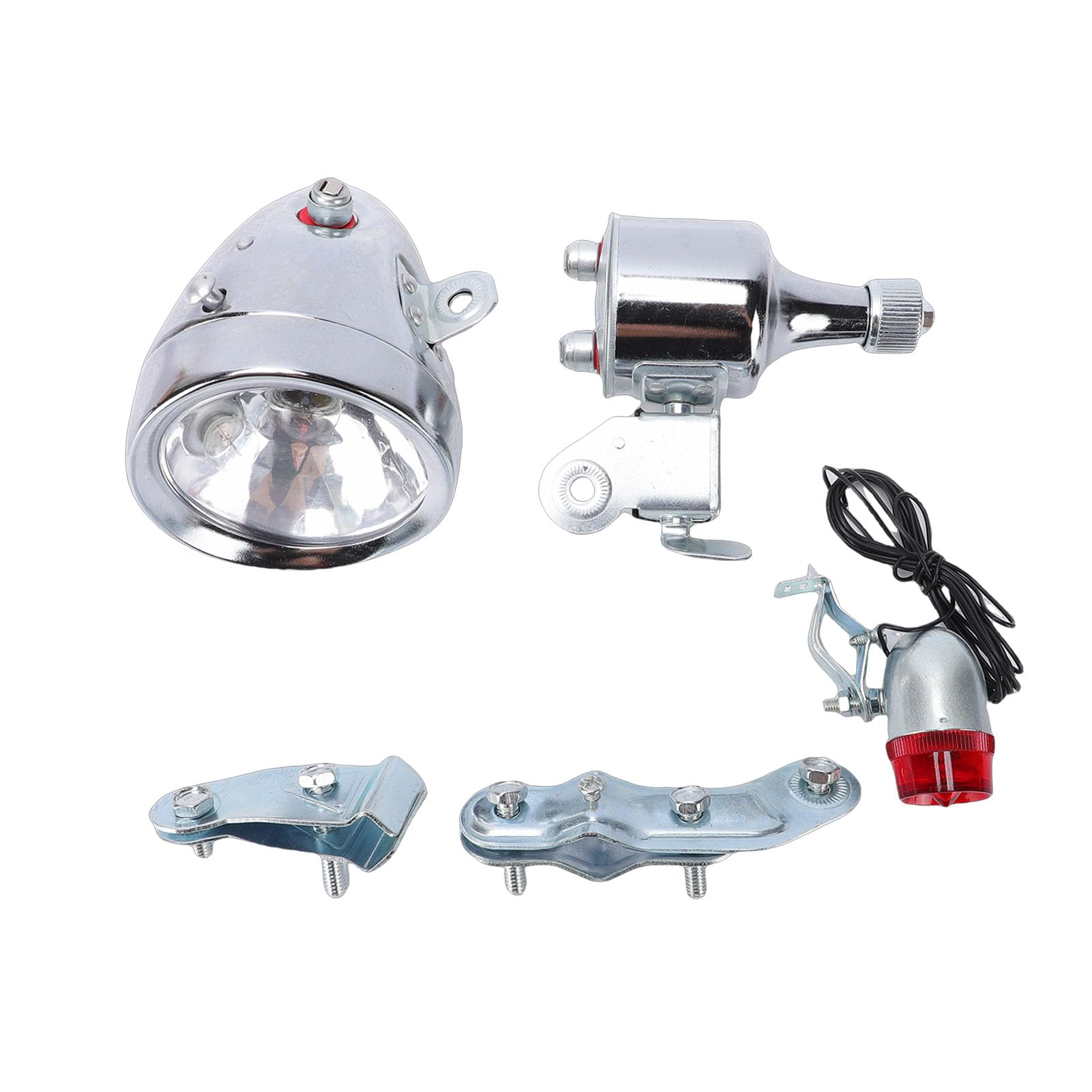 Generatore Dinamo Faro Kit Fanale Posteriore 12V 6W Kit Luce Generatore di Attrito per Bici Impermeabile con Robusto Alloggiamento in Metallo per la Modifica della Bici retrò