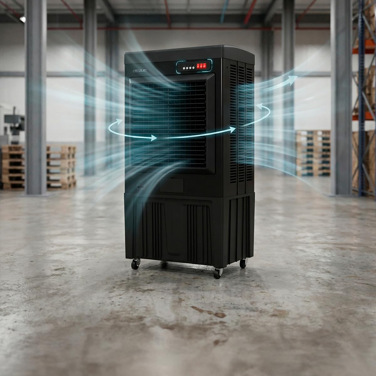Cecotec Climatiseur Évaporatif Industriel AirIndustry 110000, 350W | Réservoir 110 L, 9000 Débit m3/h, 3 Vitesses Réglables, Oscillation, Roues Multidirectionnelles