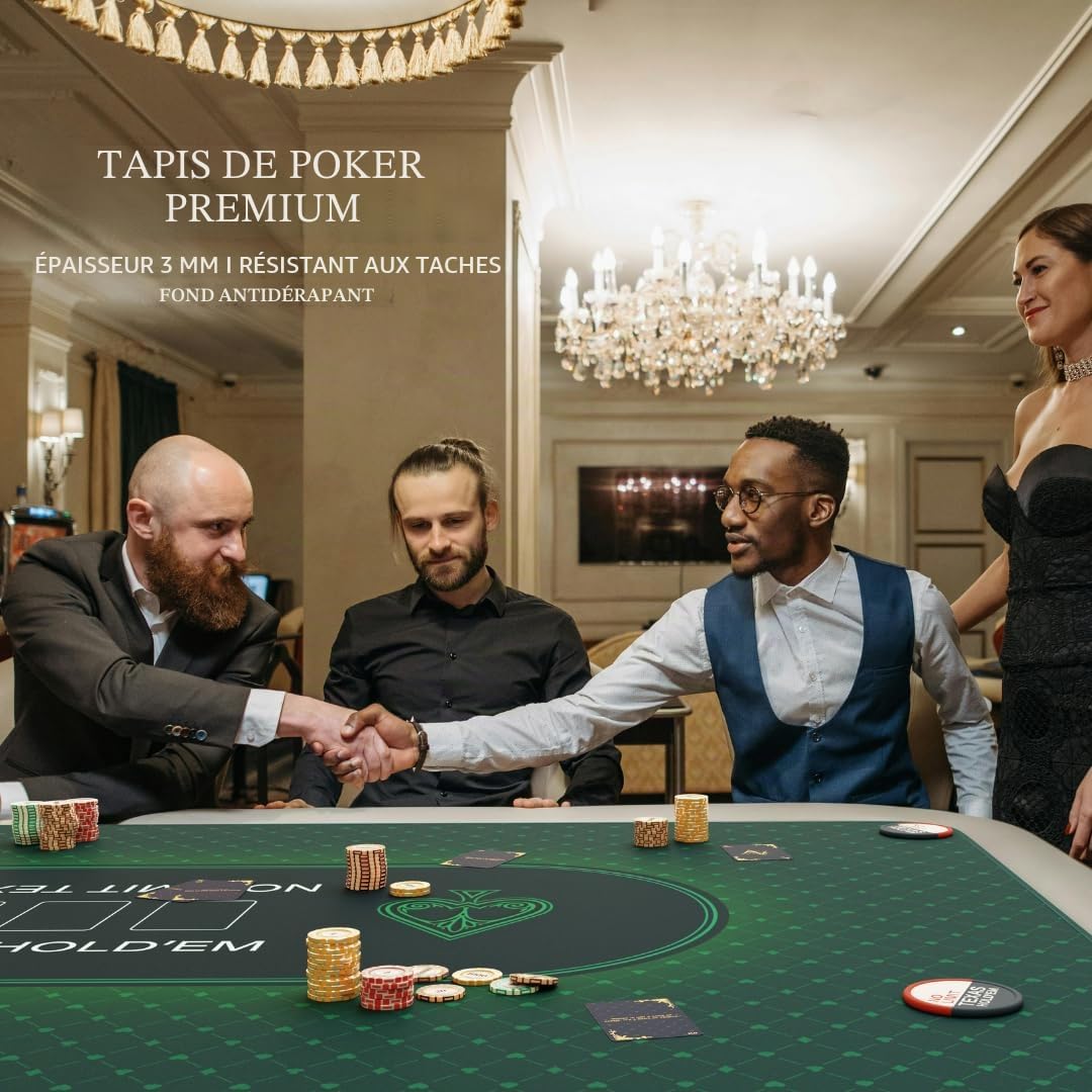 Elil - Tapis de Poker | Plateau de Table de Poker Pliable pour Une Installation Facile | Plateau de Table de Poker Portable | Idéal pour Les Jeux à Domicile | pour 8 à 10 Joueurs (Vert Classique)