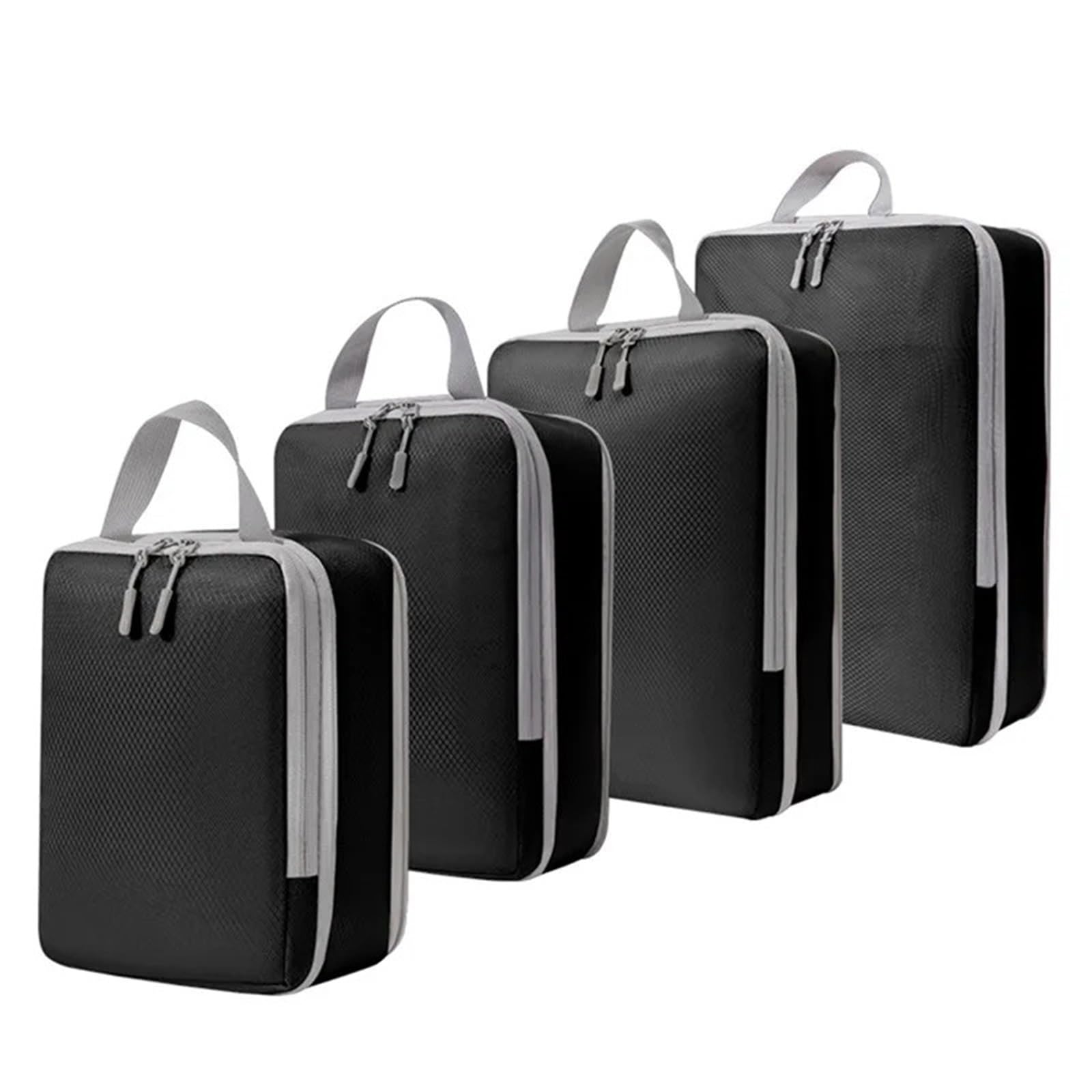 BHOUTY 2 Set/8 Pcs Portable Travel Compression Packing Cubes Bag Waterproof Organizer Bags Suitcase Clothes Organizers Handbag(Black)
