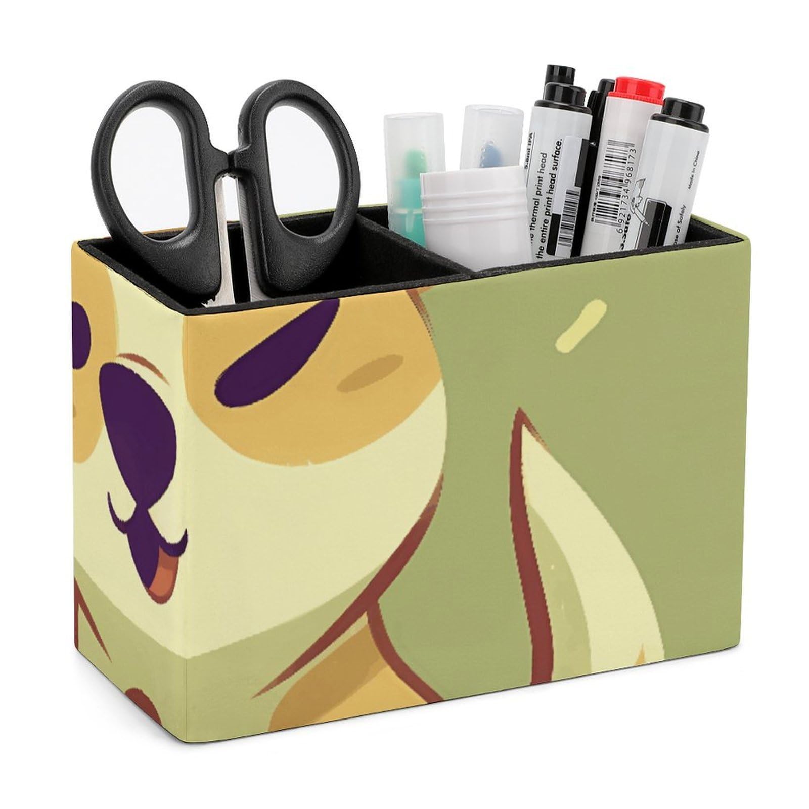 JTREHY Cartoon Puppy Pencil Holder Exquisite Fashion Leather Pen Receptacle Soft High-End Pen Container for Office Home Accessories Or Housewarming Present