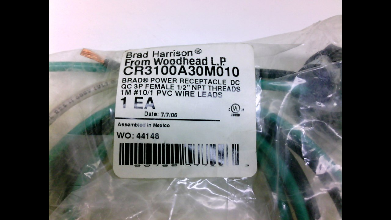 Cr3100a30m010 Power Receptacle 3P F St 1M Cr3100a30m010