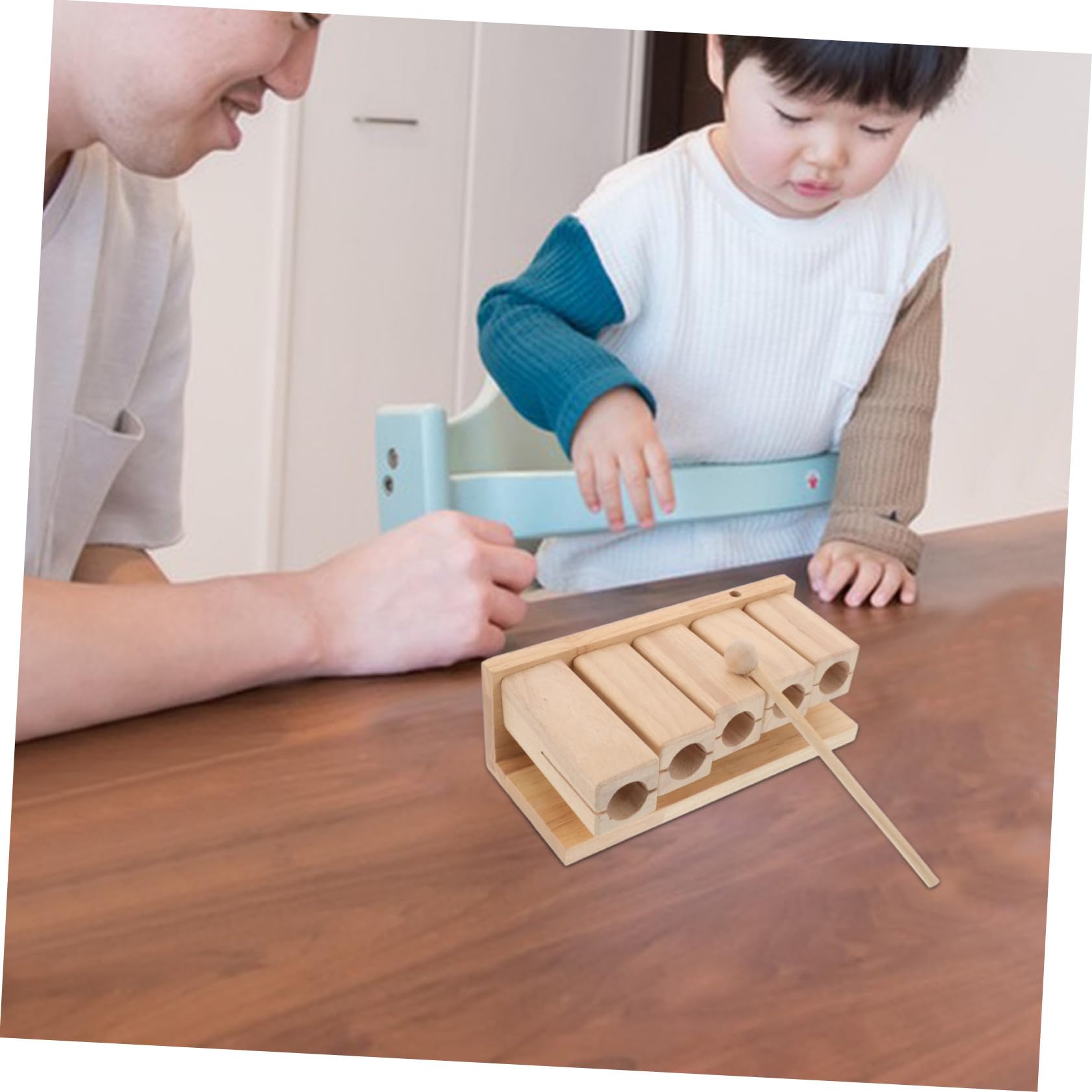 Strumento Percussione in Legno con Mazzuolo, Design Pentatonico a Cinque Toni, Impugnatura Ergonomica e Adatto per Attività Prescolari e Giochi in Famiglia