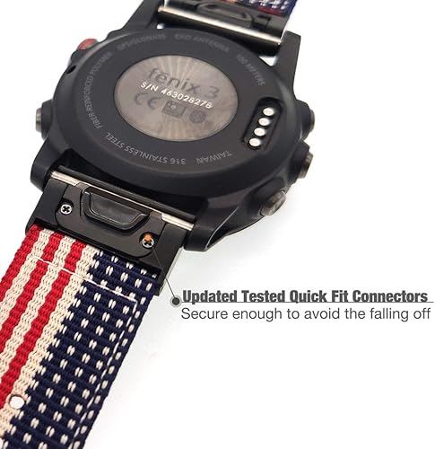 Miniatura 3 de Correa de reloj de 1.024 in para Garmin Fenix 6X Pro/Zafiro, correa de nailon tejida con patrón de bandera de Estados Unidos con cierre de acero