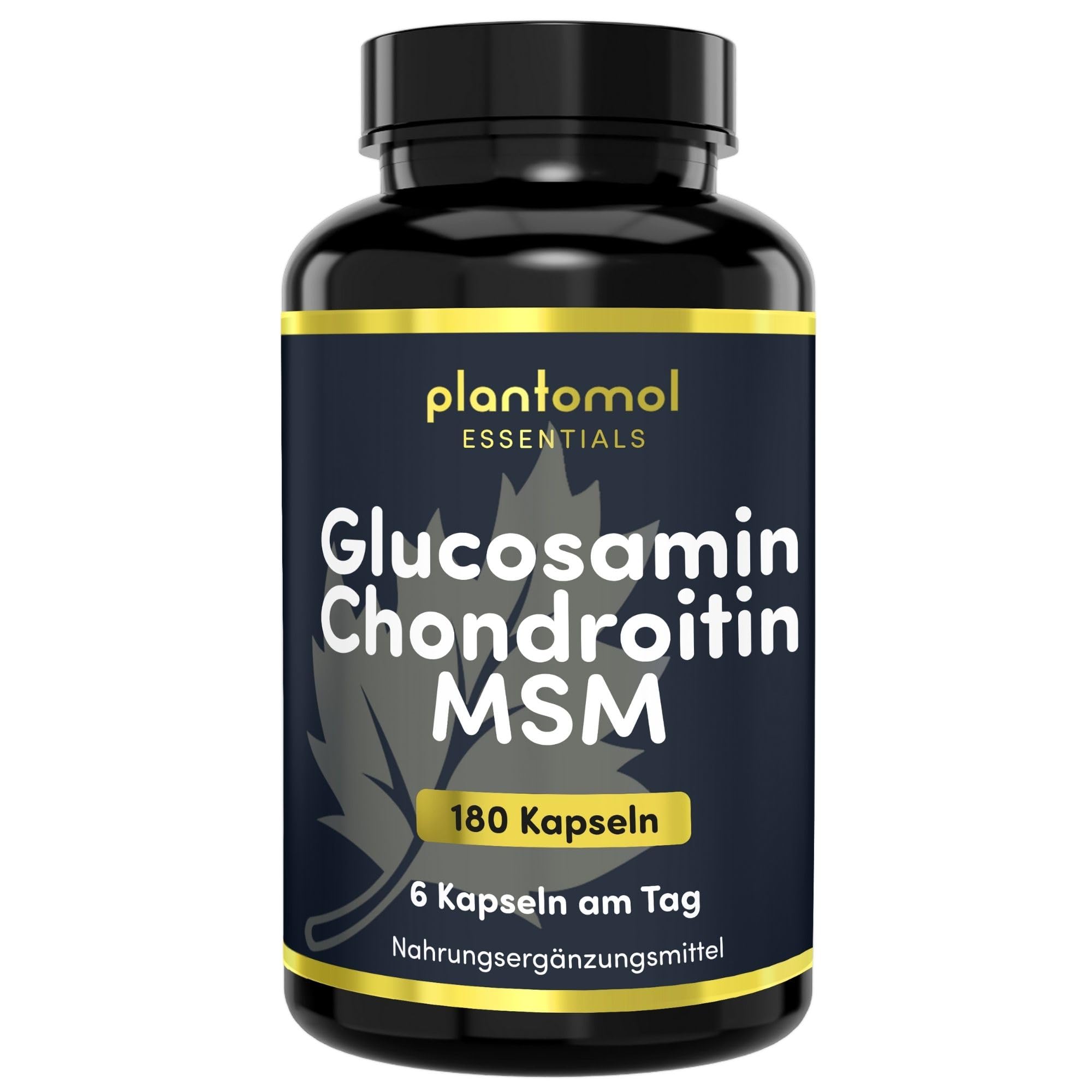 Glucosamin Chondroitin MSM Kapseln hochdosiert - Glucosaminsulfat 1500 mg mit 1200mg Chondroitinsulfat & 1800 MSM Methylsulfonylmethan Kapseln pro Tagesdosis - plantomol® Essentials