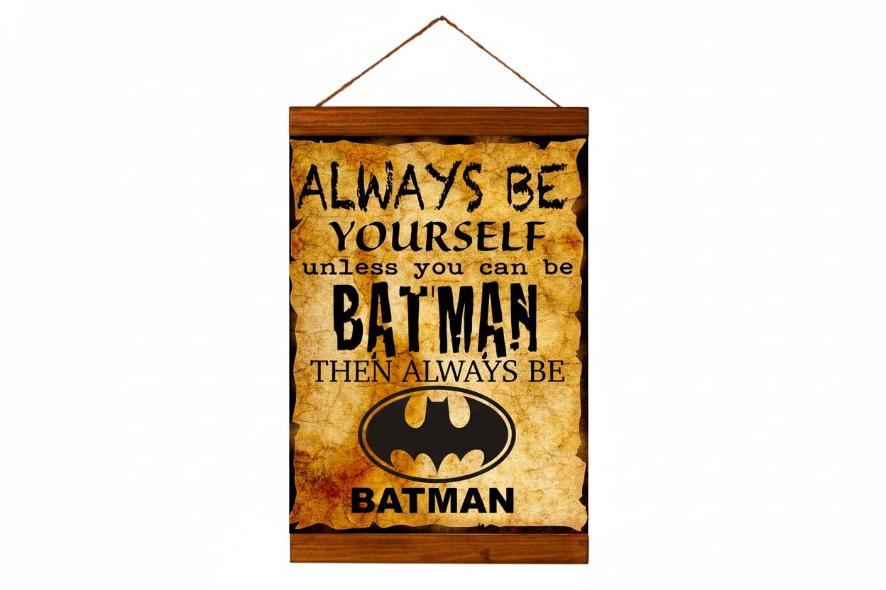 Deqosy Poster DIN A4 Always BE Yourself Unless You CAN be Batman..., ingelijst met zwarte fotolijst, cadeau, cadeau-idee, verjaardagscadeau, poster met lijst (Always be Yourself