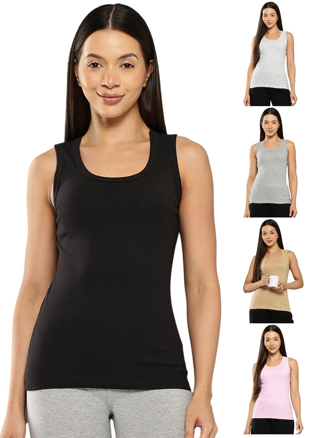 leading lady Women Cotton Thermal Sleeveless Tank Top Round Neck Winter Wear (Pack of 5)-picture-52