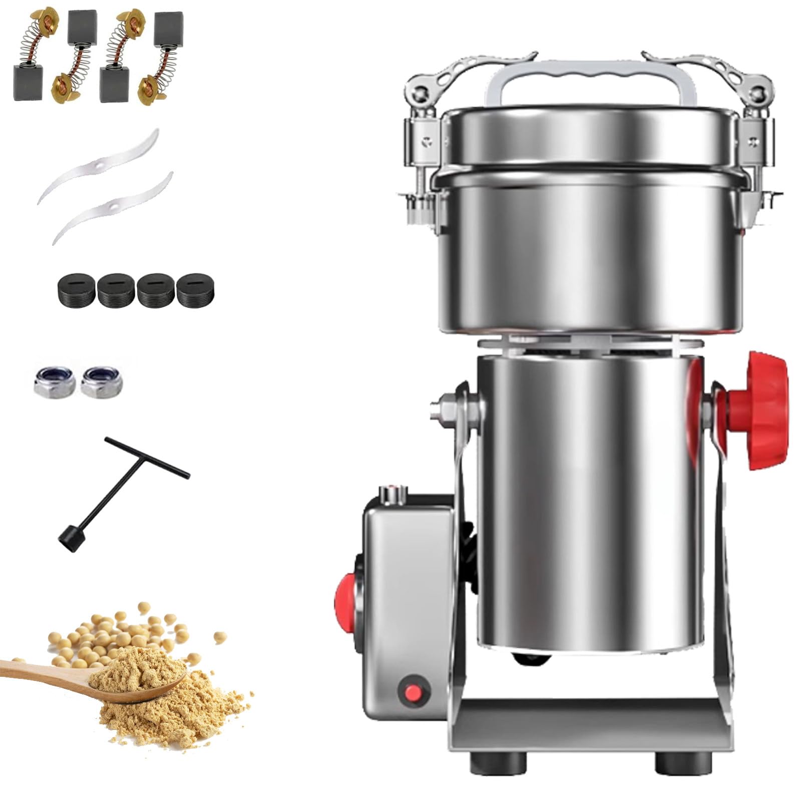 Pnpaea LED 2500W Display Grain Grinder Spice Grinder Electric Grain Mill Grinder 30s High-speed Superfine Grinding with Overload Protection for Dried Material 430-1000g