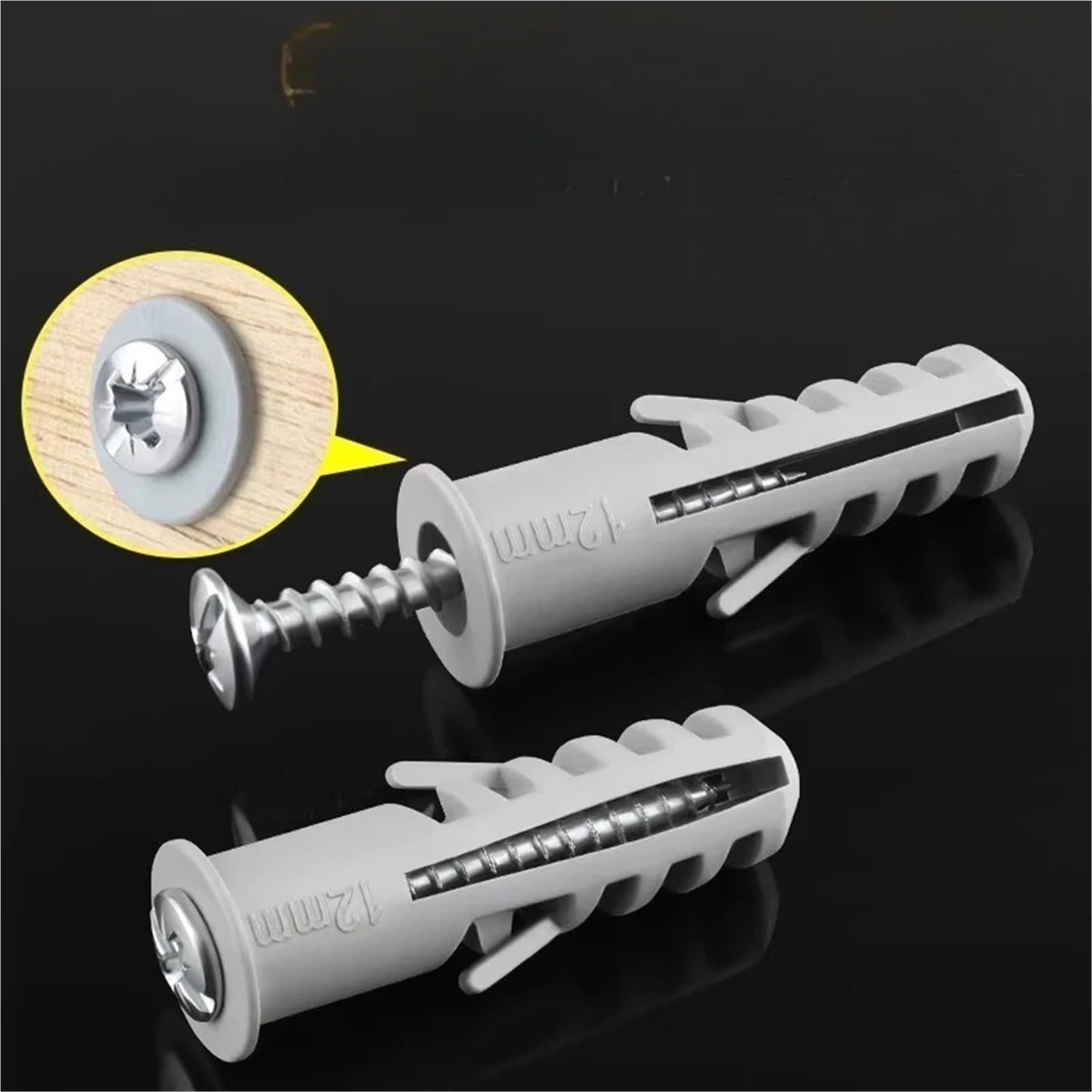 Tornillos De Expansión Para Placas De Yeso Tubos de expansión, anclajes pared, tornillos autorroscantes, Kit surtido M6M7M8M10M12mm for mampostería hormigón y paneles yeso(M12 25 set)