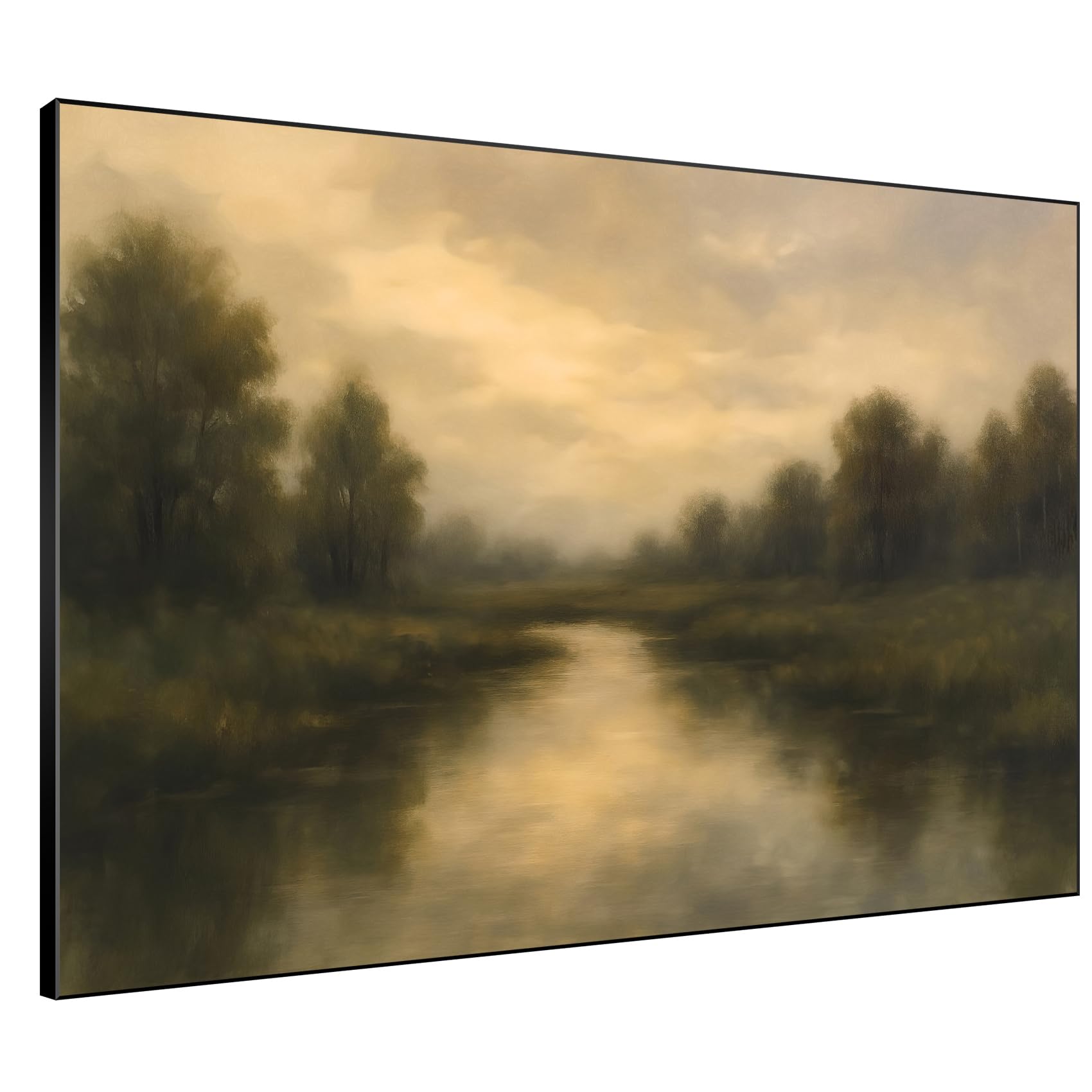signwin 60"x72" extra large framed wall art golden twilight over river and trees print for home living room bedroom decor (frame assembly required)