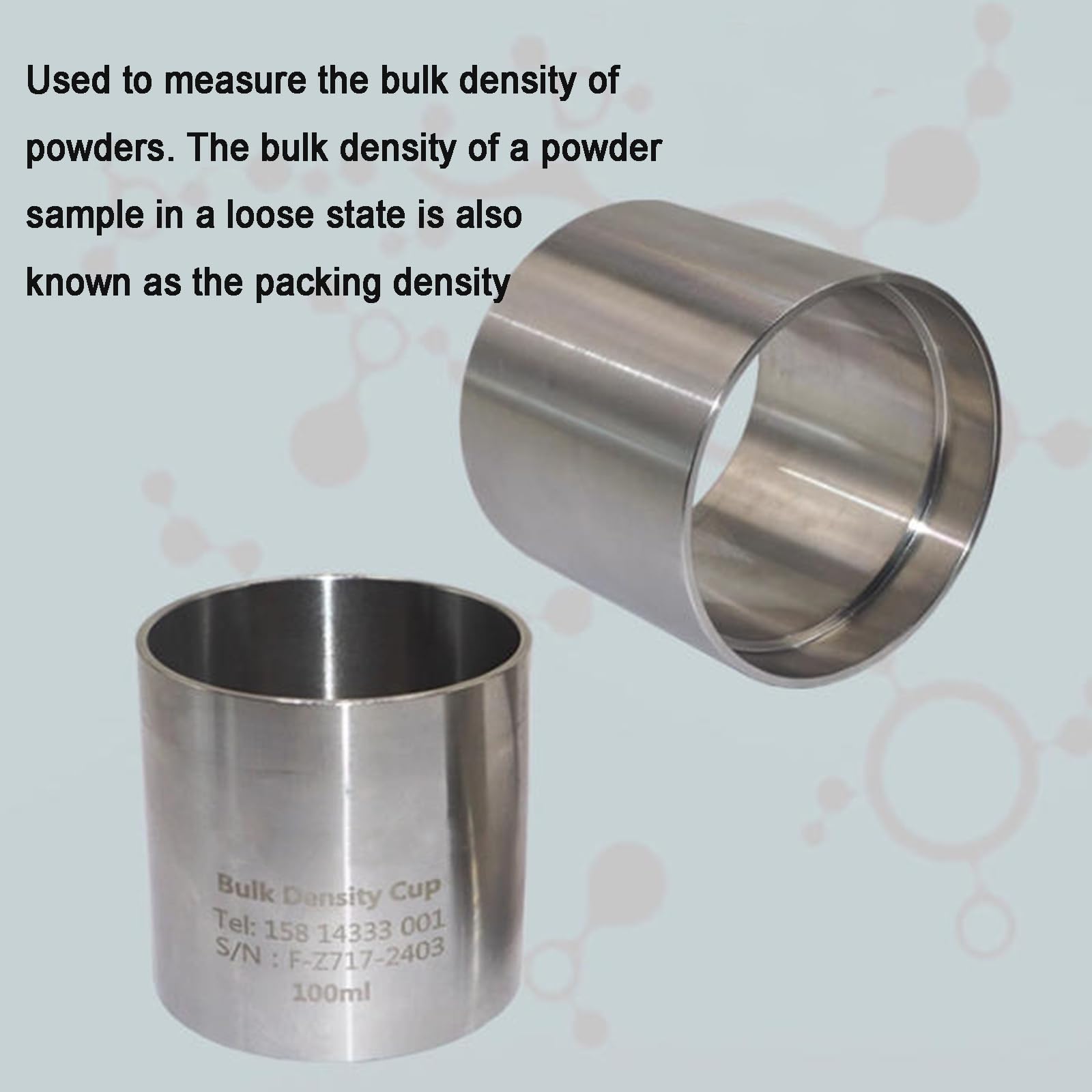Pulverschüttdichtetester, 100 ml Edelstahl-Messbecher, stapelbares Dichtemessgerät für Labor und Industrie