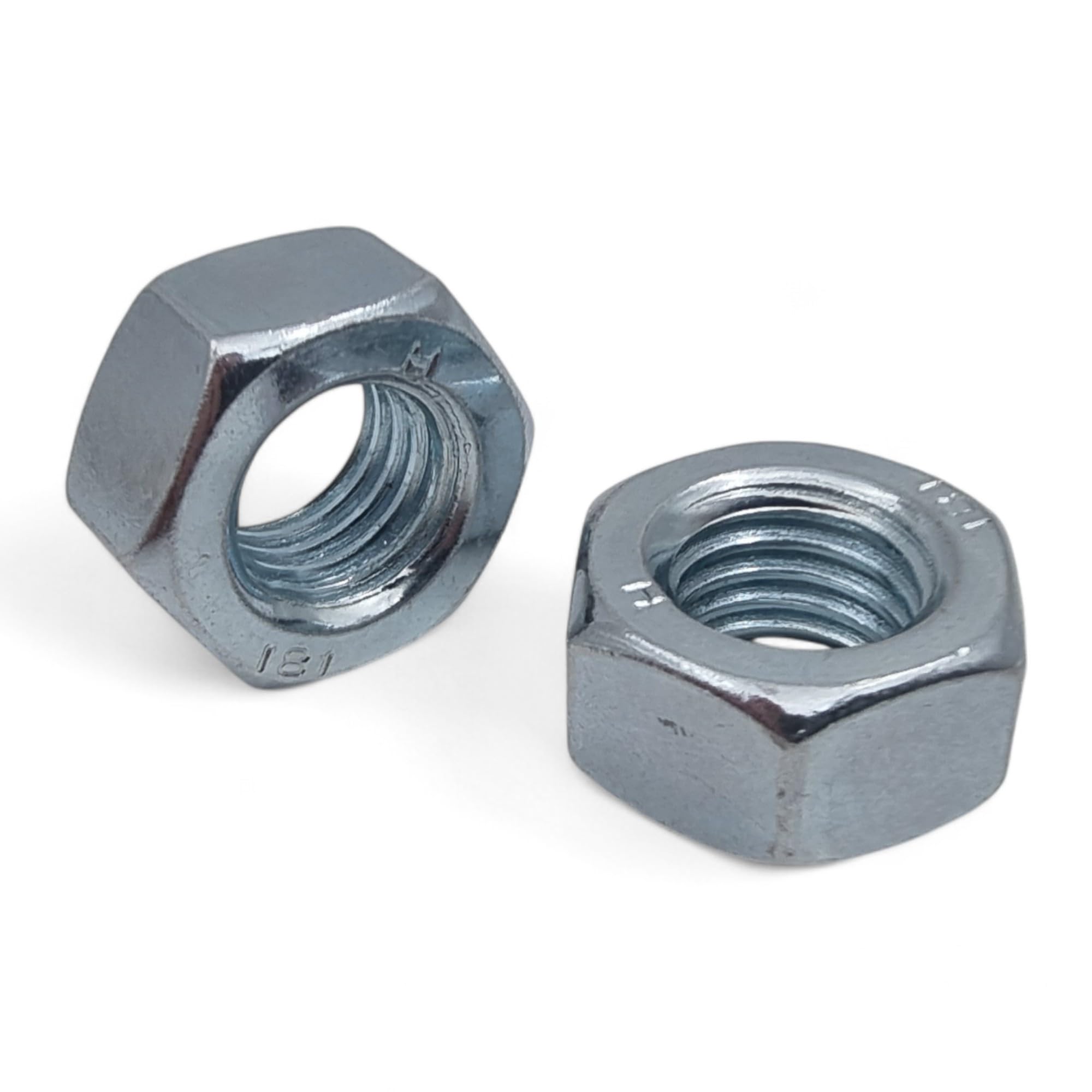 M4 (4mm) Hex Steel Nuts BZP Standard Thread - Pack of 100
