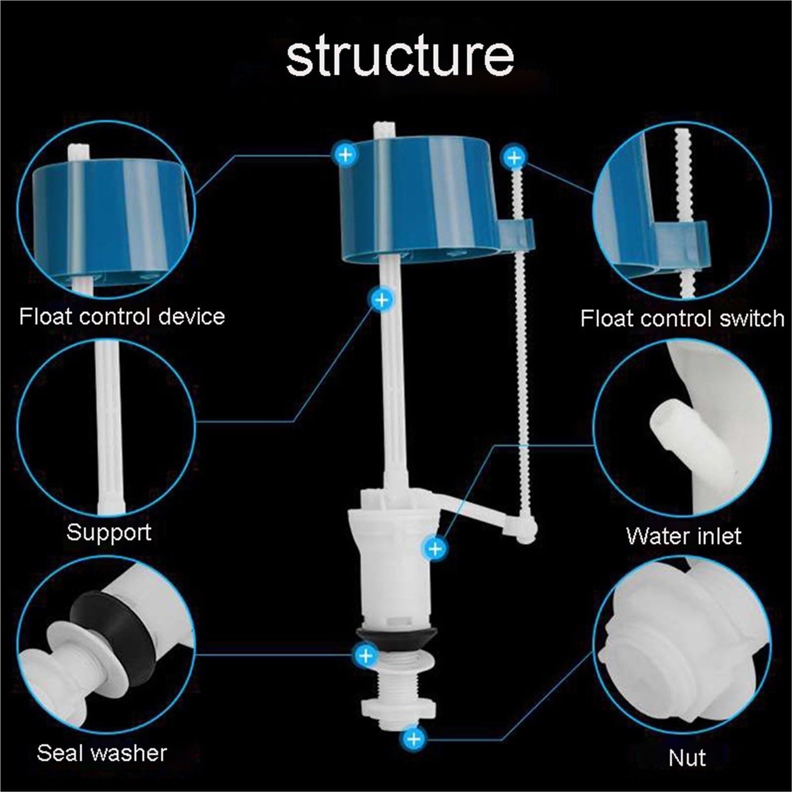 MéCanisme De Chasse D'Eau Toilet Drain Intake Valve Tank Fittings Inlet Flush Water Saving Piece Cistern Mechanism WC Kits(One-pieces 28cm B1)