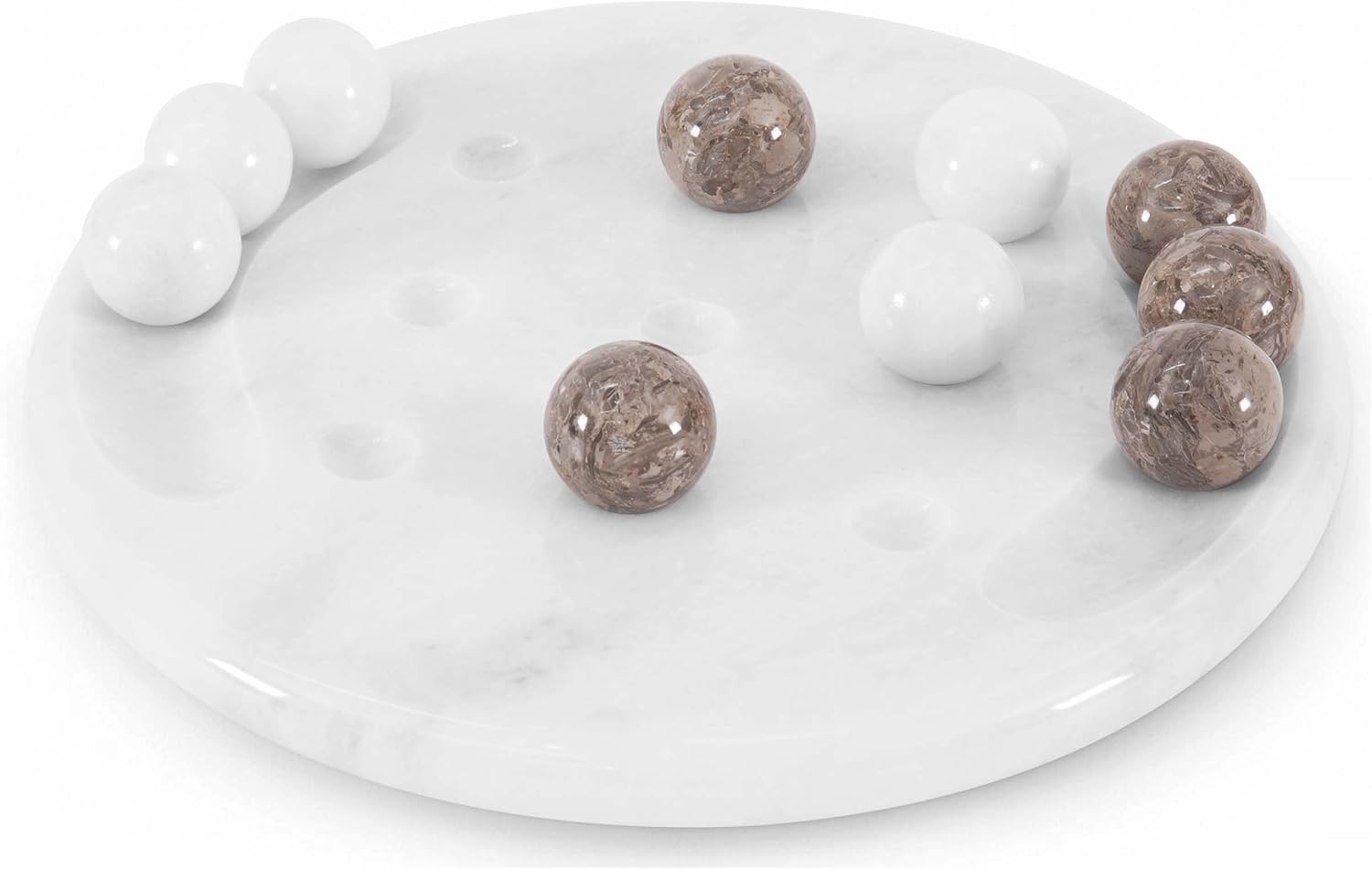 Radicaln Marble Tic Tac Toe Board Game 10" Inches White & Marinara Handmade Adults Brain Games for Tabletop, Ideal Tic Tac Toe Strategy Board Games for Game Night