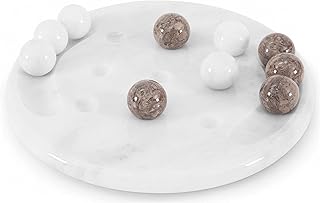 Radicaln Marble Tic Tac Toe 10 Inches Board Games for Adults Table Decor | Handmade Natural White & Oceanic Marble, Coffee Table Accent, Brain Game, Adults Strategy Game, Living Room Decor