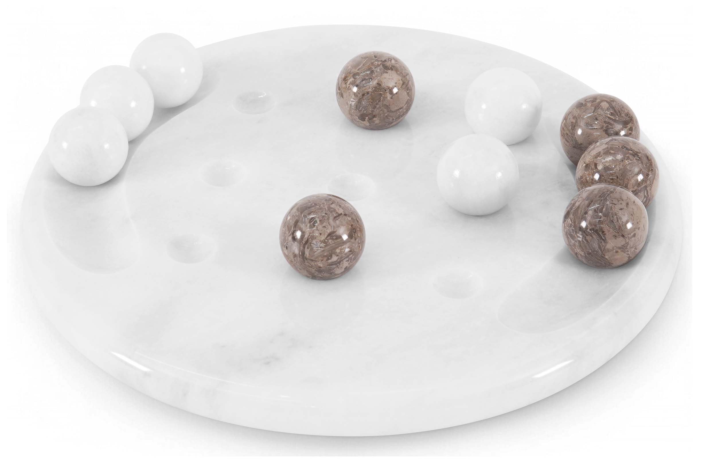 Marble Tic Tac Toe Game 10" White & Oceanic – Handmade Tabletop Board Game, Ideal for Adults, Outdoor & Travel Play