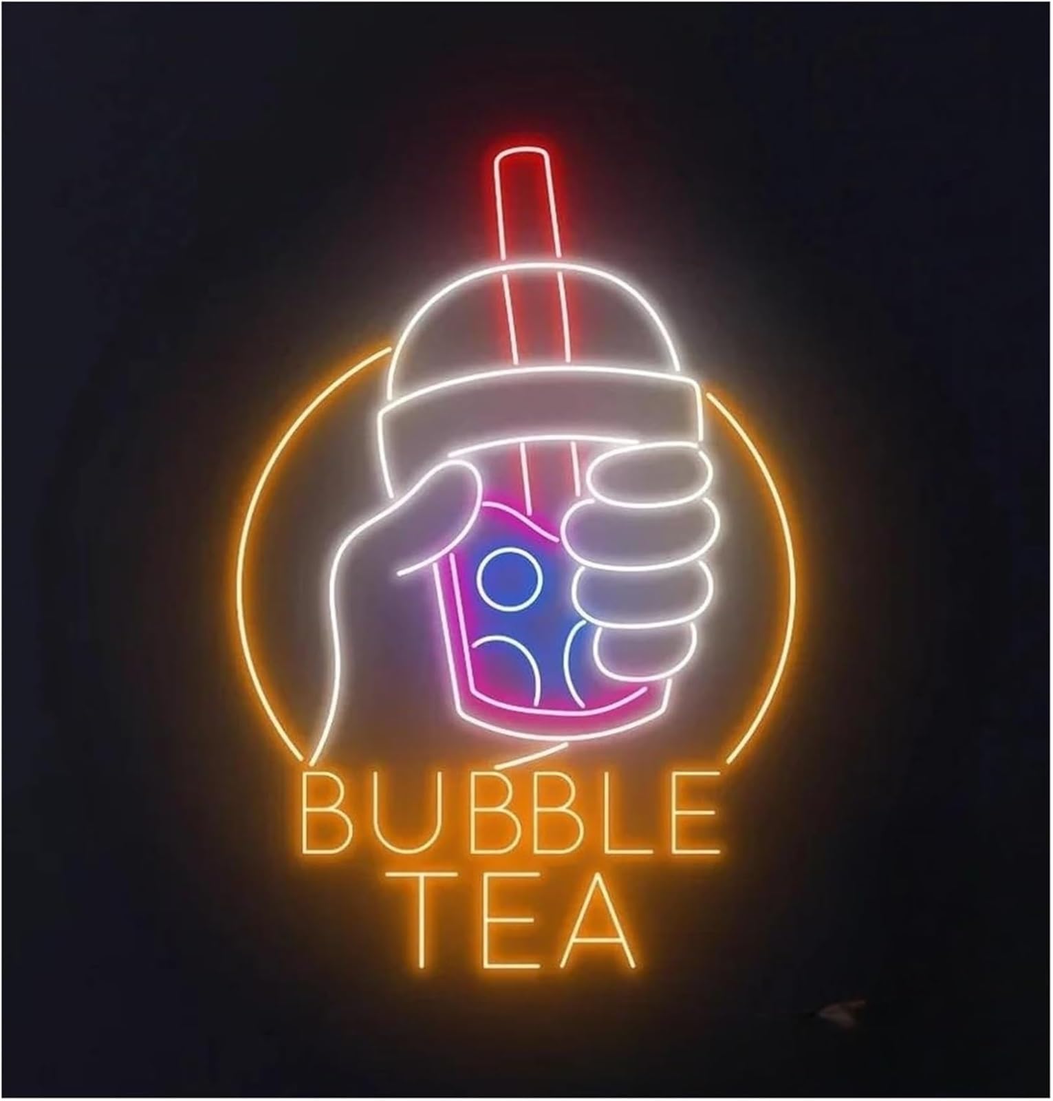 Insegna luminosa al neon con atmosfera rilassante per tè latte, decorazione da parete per negozi di bevande