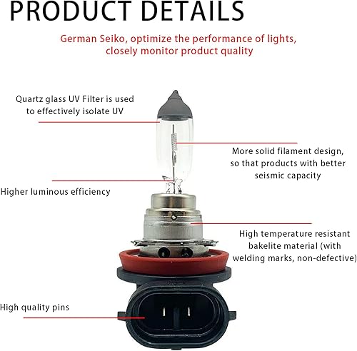 Miniatura 3 de leediga 2 bombillas halógenas H7-55W para automóvil, haz ultra brillante de 12 V de luz antiniebla de haz bajoalto, lámpara de cuarzo Plug and Play,